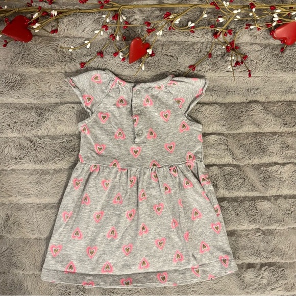 Carter’s 12 Months Gray & Pink Heart Shirt Dress, Valentine’s Day - Picture 2 of 4